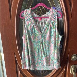 Lilly Pulitzer Sleeveless Pink Paisley V-Neck Women’s Top